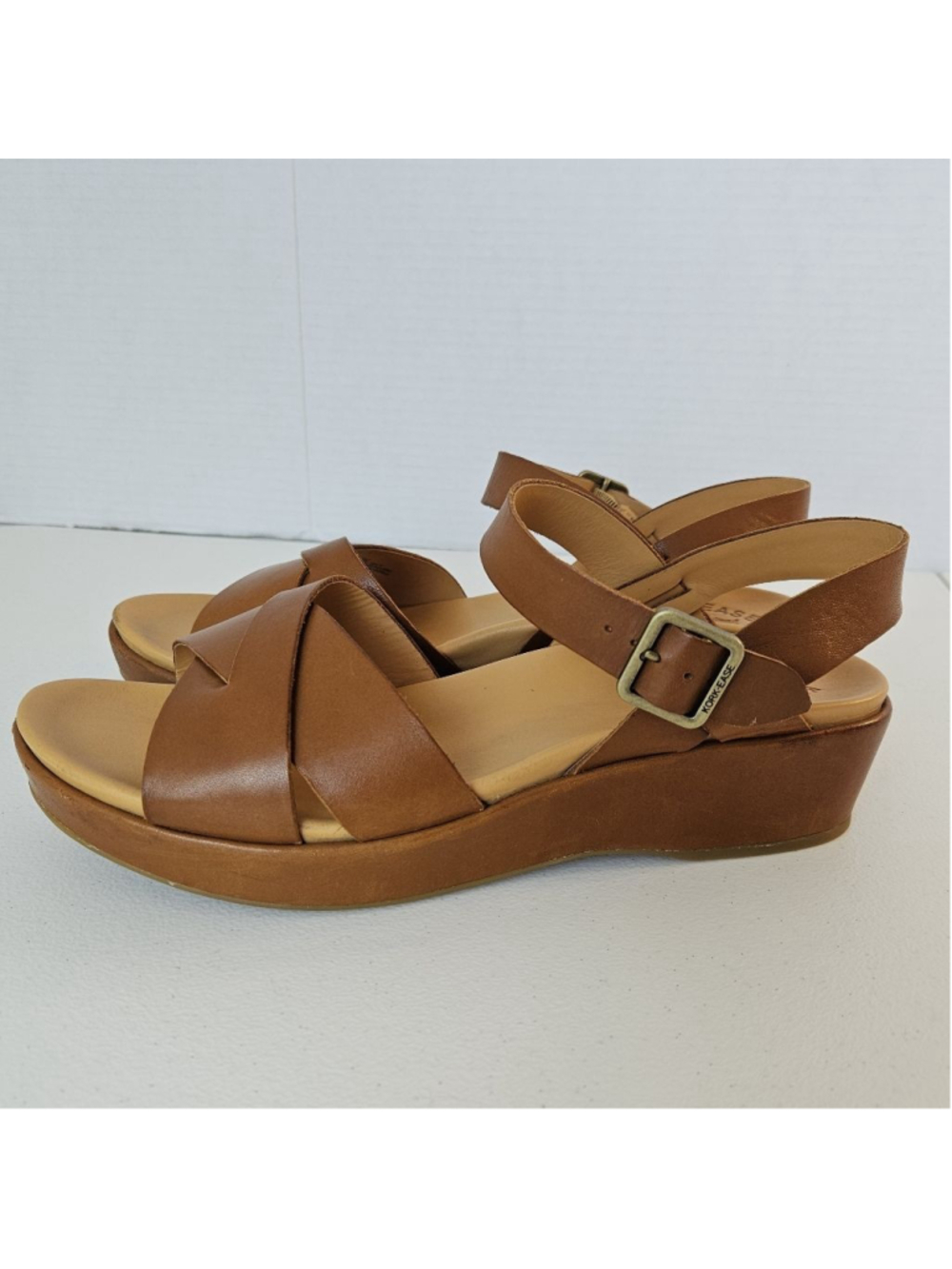 Kork-Ease Myrna 2.0 Rust Brown Leather Wedge Sandals Size 10 - Picture 3 of 12